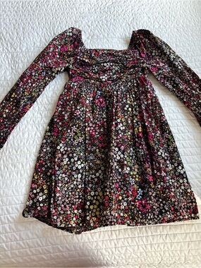 GAP Kids Black Floral Elastic-Waist Dress